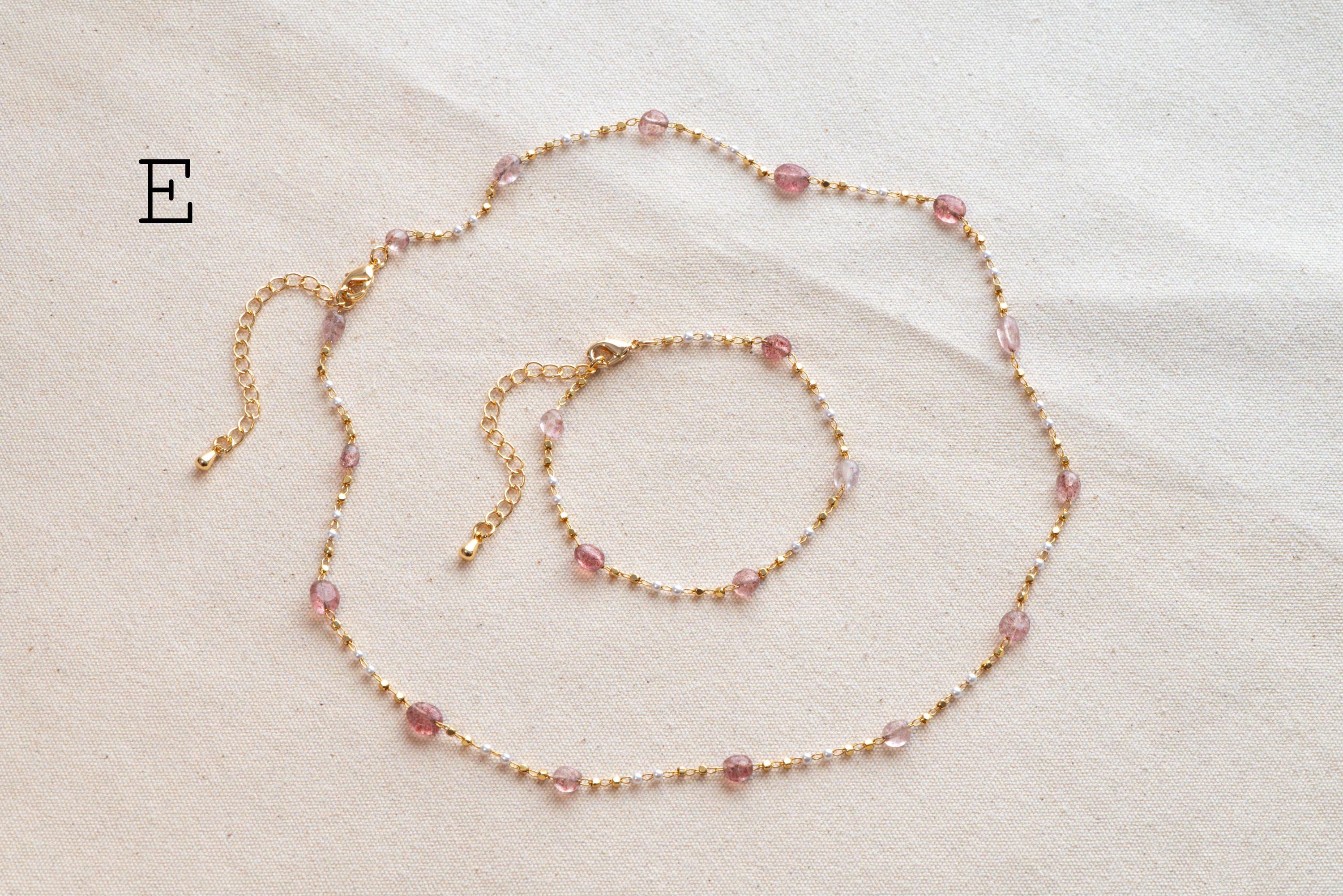 Natural Gemstone faux Pearl Chain Bracelet Necklace Anklet, Gold Beaded Jewelry, Minimalist Layering Chain, Jewelry Supplies (#LK-625)